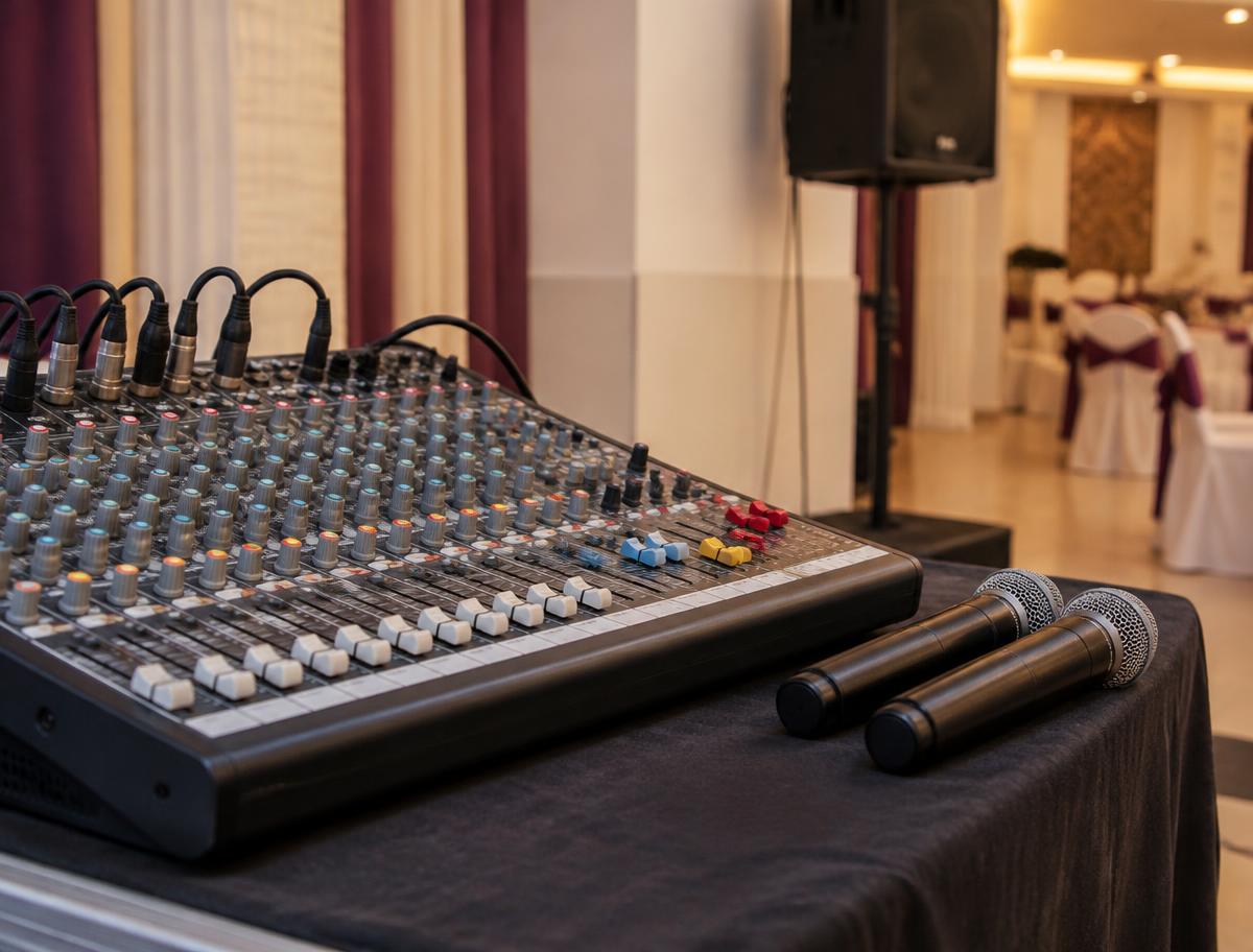 Illustrative sound equipment for traditional family function sound systems