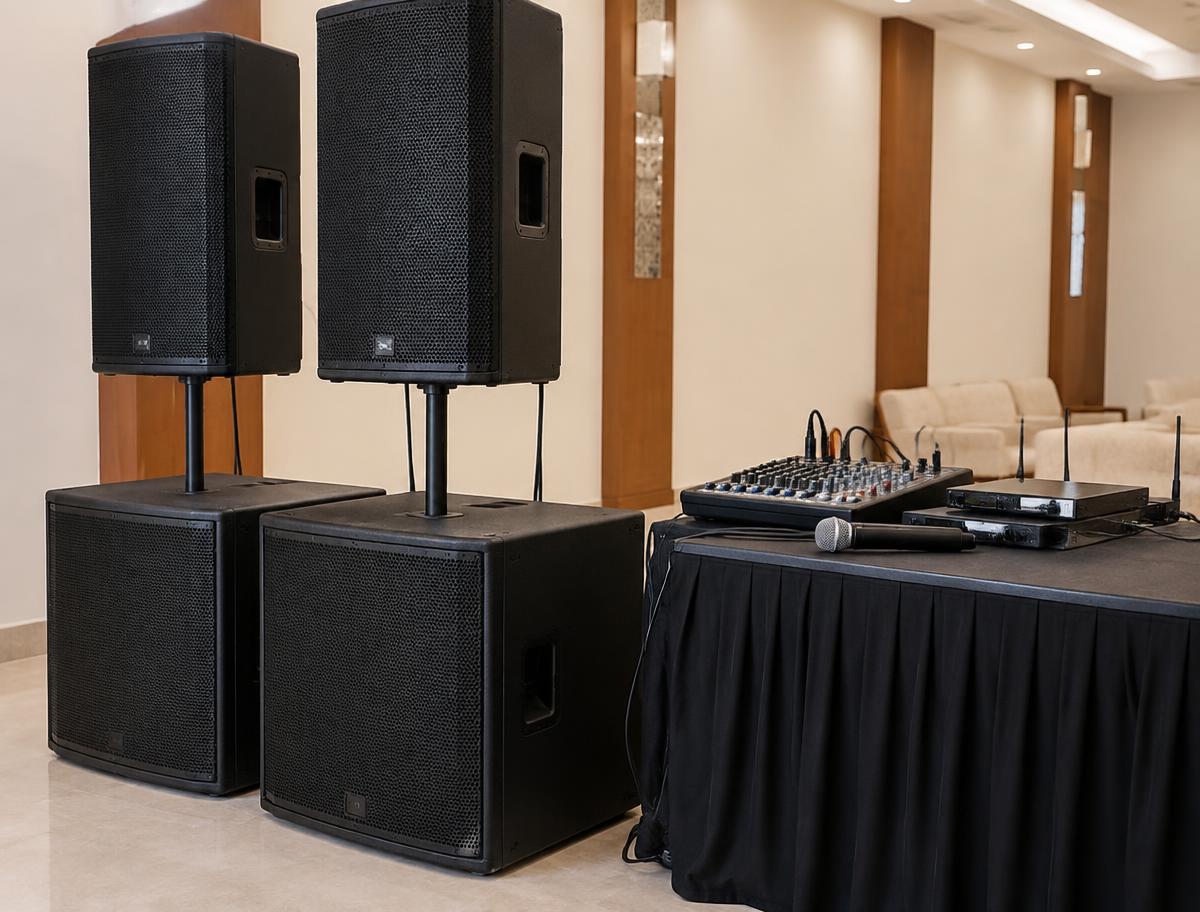 Illustrative sound equipment for marriage function sound systems